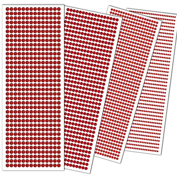 3090 Pcs Red Self-Adhesive Rhinestone Stickers Face Gems Stick On Hair Jewels Eye Gems Body Glitter Jewel Stickers For DIY Crafts Nail Makeup Decor Scrapbooking Embellishments 4 Sizes 3/4/5/6 mm