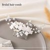 Gorais Flower Bride Wedding Hair Comb Silver Opal Bridal Hair Pieces Pearl Headpiece Hair Accessories for Women and Girls