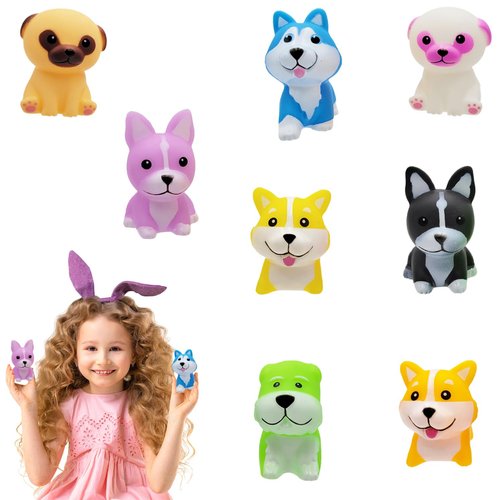 Chochkees Assorted Rubber Dog Toy Doggies for Kids and Toddlers, Bath Birthday Baby Showers Classroom, Summer Beach and Pool Activity, 2" Inches (12-Pack)