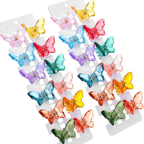 WILLBOND Clear Hair Claw Clips - 24 Pieces Butterfly Non-Slip Colorful Jaw Clamps for Women and Girls, Hair Accessories, Christmas Gifts