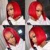 HD Transparent Pre Plucked Blunt Cut Red Bob Wigs Human Hair Lace Front Wigs With Baby Hair Natural Hairline Wear and Go Glueless Wigs Human Hair Pre Cut HD Lace Frontal Red Bob Wigs For Black Women