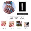 MISUD Short Square Press on Nails Squoval Fake Nails Glossy Glue on Nails Summer Blue Swirl Artificial Acrylic Nails Bling Glitter Stick on False Nails with Design 24 pcs