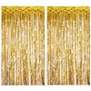 2PCS Party Decoration Backdrop 3.28 * 6.56 Feet Foil Fringe Curtain Tinsel Streamer Photo Backgrounds Hanging Decorations for Baby Shower Gender Reveal Birthday Wedding Themed Party Supplies Gold