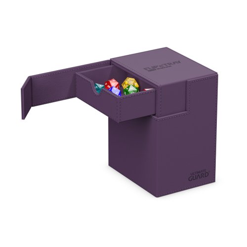 Ultimate Guard Flip 'n' Tray 133+, Deck Case for 133 Double-Sleeved TCG Cards + Dice Tray, Purple, Independent Magnetic Closure & Microfiber Inner Lining