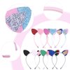 Fishdown Rainbow Cat Ears Headband, 8 Pack Glitter Cat Ears for Kids Girls, Daily Wearing and Party Decorations