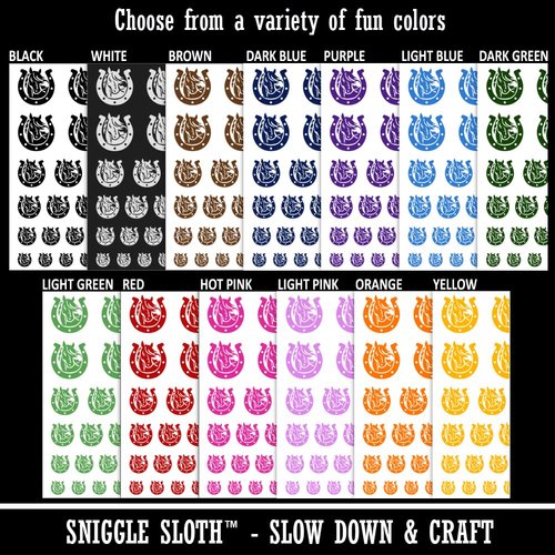 Horse in Horseshoe Temporary Tattoo Water Resistant Fake Body Art Set Collection - Light Green (One Sheet)