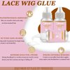 Lace Wig Glue, Missicee Wig Glue Lace Glue for Lace Front Wigs, Strong Hold Lace Front Wig Adhesive Glue Kit with Hair Styling Tools- Wig Glue Remover/Hair Wax Stick/Edge Control Gel/Elastic Band