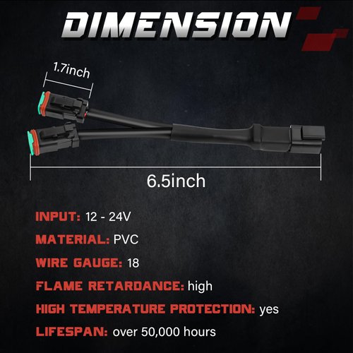 OFFROADTOWN 2PCS DT DTP Wiring Harness Adapters Connectors Splitters Plug n Play Wiring Harness 240w for LED Light Bar LED Pod Fog Lights Driving Light LED Cubes LED Work Lights