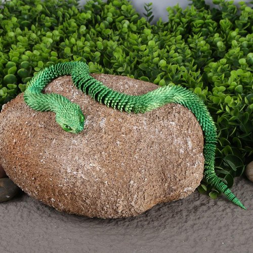 3D Printed Animals-Snake Viper, 24 in Surprise Mystery Snake Fidget Toy Creative Toy 3D Printed Articulated Snake Collectibles Home Office Executive Desk Decor (Yellow Green)