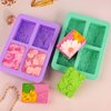 HUAKENER Silicone Soap Molds, 2 Pack 4-Cavity Rectangle Soap Mold, Flower Soap Making Molds