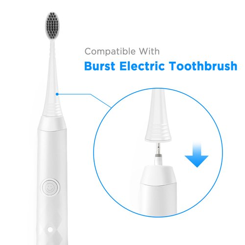 Replacement Toothbrush Heads with Covers for Burst (5 Count, White)