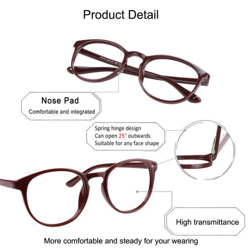 YEIN Bifocal Reading Glasses with Blue Light Blocking Lenses, Bifocal Reader for Women, Oval frame with Spring Hinge (+0.00/+1.00 magnification)