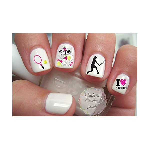 40 Sports Tennis Pink Nail Art Designs Decals