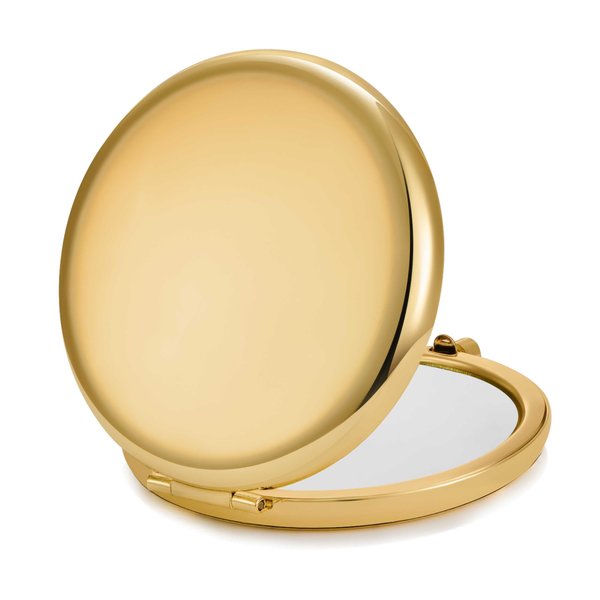 Compact Mirror for Purse, Metal Round Shell, Double-Sided 1X/2X Magnifying, Portable Travel Makeup Mirror, Mini Pocket Mirror, Gold，1 Pack