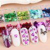Heart Nail Art Glitter Sequins Heart Valentines Nail Art Sticker Decals Laser Love Heart Glitter Flakes for Manicure Make Up DIY Nail Decoration