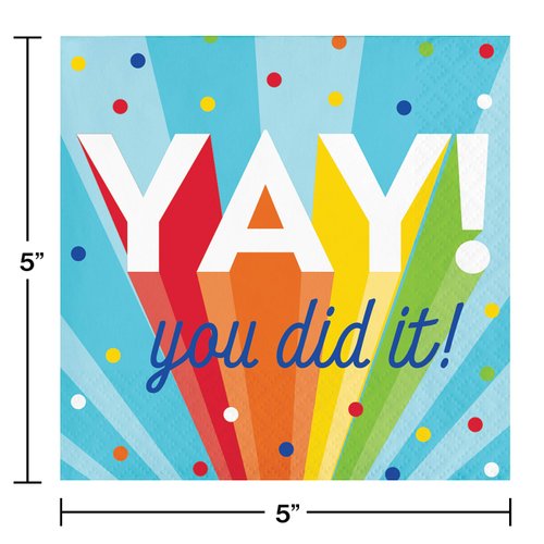 Creative Converting Rainbow Grad Beverage Napkins, 5"