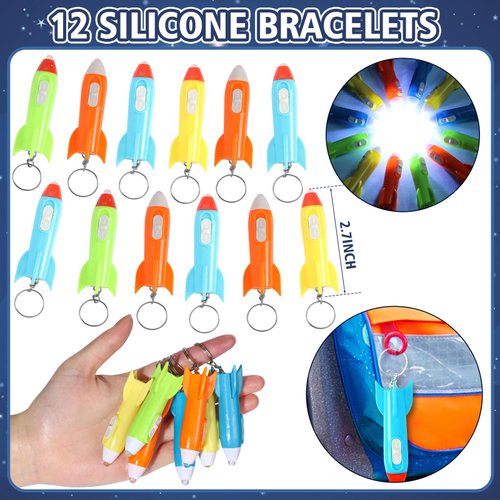 SNLN 84Pcs Outer Space Party Favors Astronaut Birthday Supplies Bag Bouncy Ball Scratch Paper Necklace Silicone Bracelet Diy Sticker Goodie Bag Stuffer Kids Boys Galaxy Themed Party Favors