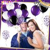 60 Pcs Balloons Kit 12 Inch Confetti Balloons with 2 Rolls Ribbon Latex Balloon Party Favor Metallic Balloons for Memorial Day, Birthdays, Fourth of July, Halloween Decorations(Black, Purple, White)