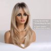 Esmee 20 Inches Long Straight Blonde with Dark Roots Layered Synthetic Hair Wigs for Women Daily Party Use.