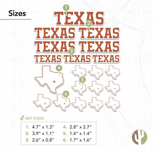 Desert Cactus University of Texas Longhorns UT Austin Stickers Vinyl Decals Laptop Water Bottle Car Scrapbook T1 (Type 1-1)