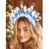 Urieo Christmas Snowflake Light up Headband White Beads Headbands with LED Lights Beaded Fluffy Ball Costume Party Hair band for Women