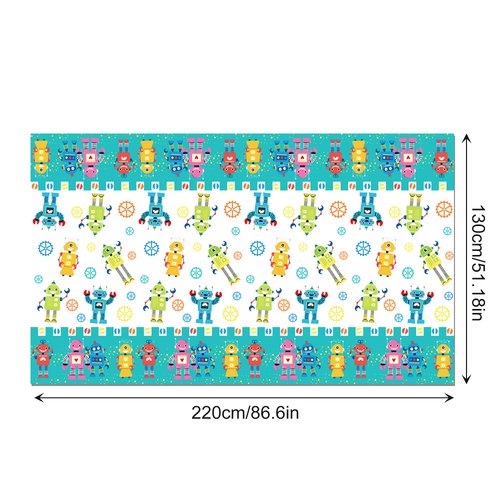 Adirasenotek 3Pcs Robots Tablecloths, 87" Lx51 W Rectangular Plastic Table Covers,Kids' Party Disposable Tablecloths for Decoration,Birthday Party,Baby Showers
