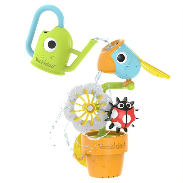 40222 – YOOKIDOO Rocking Bird – Baby Bath Toy Garden Theme – Bath and Shower Game – Watering Can, Bird, Flowers, Ladybug – Baby Gift from 18 Months, Small