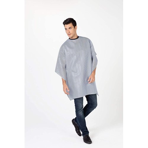 Betty Dain Seersucker Classic Barber Cutting/Styling Cape, Classic Seersucker Stripe, Soft, Machine Washable Nylon Fabric, Repels Hair, Snap Closure at Neck, Black/White Stripe, 45 x 54 inches