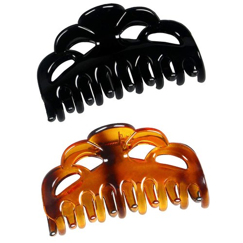 ACCGLORY Medium Hair Claw Clips for Women Fine Hair Plastic Claw Clamps Clips in Set (Arc-Black+B...