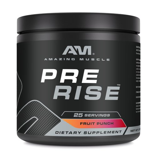 Amazing Muscle Pre Rise | Pre-Workout Powder Supplement with Caffeine & Beta-Alanine for Men & Women | 25 Servings (25 Servings, Fruit Punch)