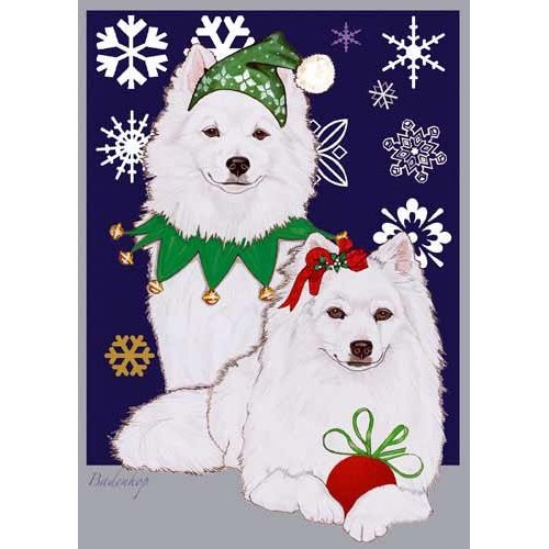 Pipsqueak American Eskimo Dog Christmas Cards : 10 Holiday Cards with Red Envelopes - ADORABLE!