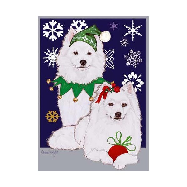 Pipsqueak American Eskimo Dog Christmas Cards : 10 Holiday Cards with Red Envelopes - ADORABLE!