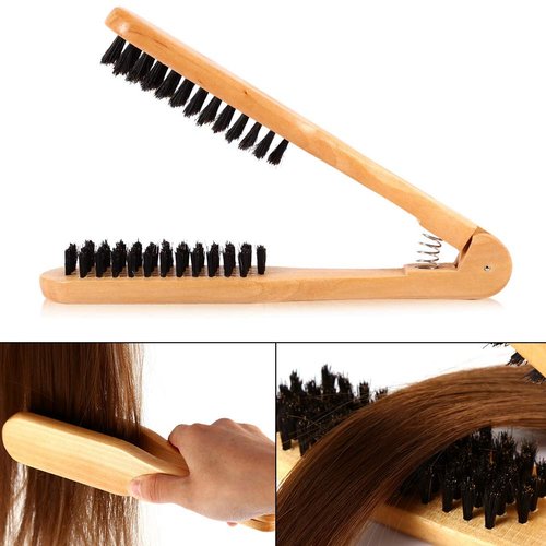 Rotekt Professional Hairdressing Comb Double Brushes Wooden Anti-static Hair Straightener Tool