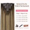 GOO GOO Clip in Hair Extensions Real Human Hair, 18inch 110g 7Pcs, 4/27/4 Balayage Chocolate Brown to Caramel Blonde, Remy Human Hair Extensions Clip ins for Women, Natural Human Hair