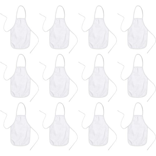 BUMBLE CRAFTS Kids Apron - Pack of 12 | Natural Cotton | Canvas Apron for Kids | Toddler Apron for Ages 5 and Under | Kids Aprons Bulk | Toddler Size | White Apron Size Small - 12.5” x 19”