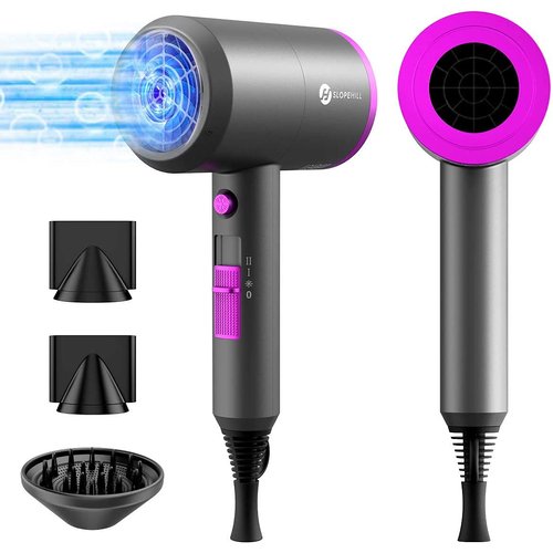 Slopehill Professional Ionic Hair Dryer, Powerful 1800W Fast Drying Low Noise Blow Dryer with 2 C...