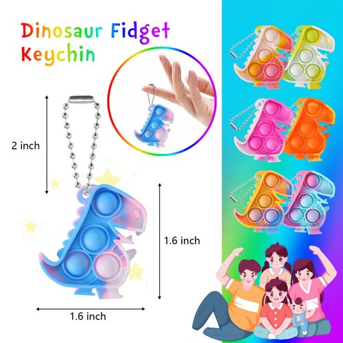 Dinosaur Party Favors Dinosaur Keychains Kids Party Favors Fidget Toys Bulk 30 Pack Mini Pop Fidget Keychain Its, Dino Party Favors for Kids 4-8 Children Mini Supplies It Small Birthday Decorations