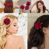HANSAMU Rose Floral Pin up for Halloween Costume Decoration, Mexican Fabric Rose Flowers Brooch Hair Clip Headpieces for Woman Girl Day of the Dead (4 Pcs)