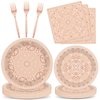 gisgfim 100Pcs Western Bandana Party Decorations Supplies Pink Paisley Plates and Napkins Farm Cowboy Cowgirl Paper Dinnerware Tableware Set for Rodeo Baby Shower Wild West Birthday Serves 25