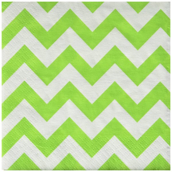 Disposable Chevron Print Beverage Napkins Tableware, 16 Pieces, Made from Paper, Kiwi Green, by Amscan