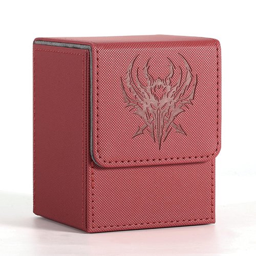 Komick Premium PU Leather Card Deck Box for MTG, Yugioh, Holds 100+ Deck Case with 2 Dividers for Collectible Trading Cards TCG, CCG (Red Griffin)