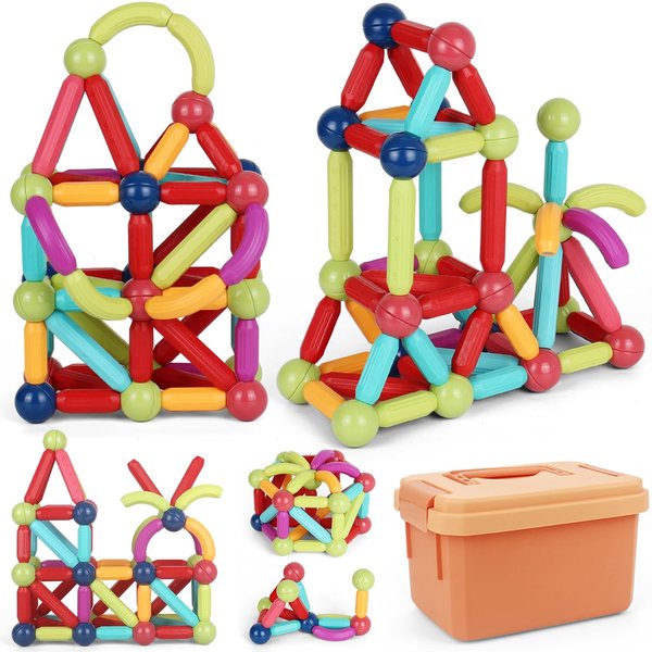 lecover Magnetic Building Blocks Toy, Educational Magnetic Building Sticks, Toddler Toys, Magnet Toy Set, Montessori Toys for Boys Girls, Gift Set for Kid’s Early Educational Learning