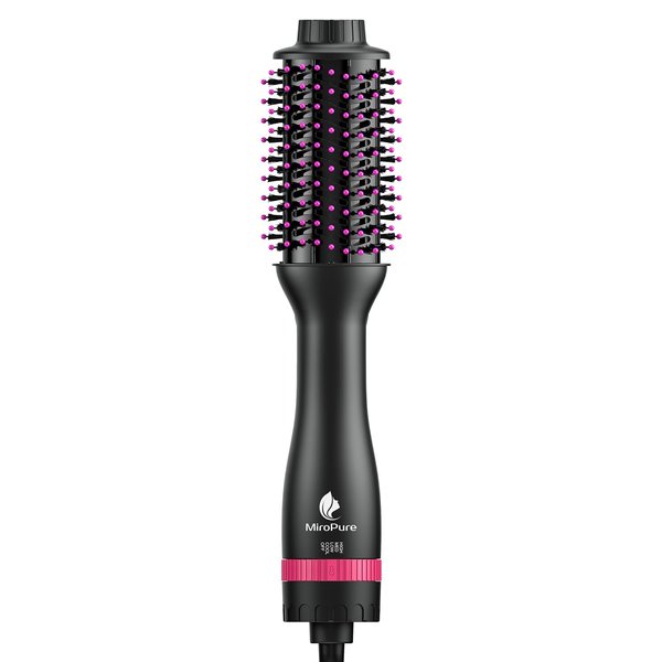MiroPure Hair Dryer Brush Blow Dryer Brush in One, 4 in 1 Hair Dryer and Styler Volumizer with 4 Speed Temp Settings, Hot Air Brush for All Hair Style and Fast Drying, Purple Red