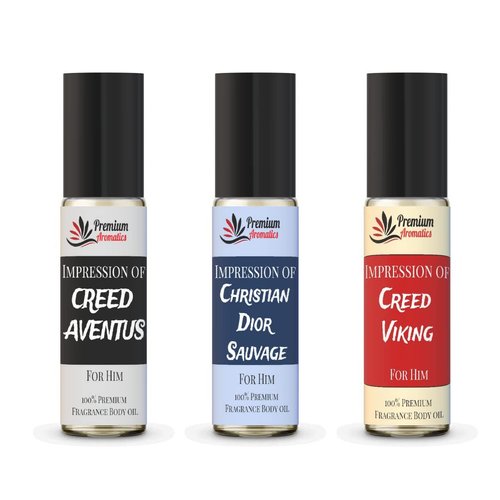 Premium Aromatics Our Impression of Premium Fragrance Body oil - Travel Size Roll on Aventus, Viking, Sauvage (M) Set