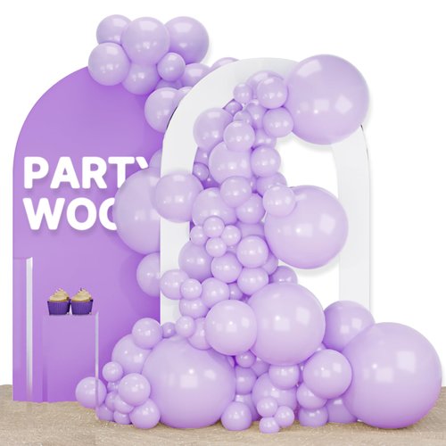 PartyWoo Pastel Purple Balloons, 120 pcs Pale Purple Balloons Different Sizes Pack of 18 Inch 12 Inch 10 Inch 5 Inch for Purple Balloon Garland as Birthday Decorations, Party Decorations, Purple-Q10