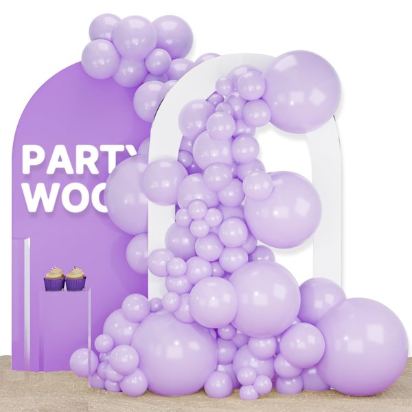 PartyWoo Pastel Purple Balloons, 120 pcs Pale Purple Balloons Different Sizes Pack of 18 Inch 12 Inch 10 Inch 5 Inch for Purple Balloon Garland as Birthday Decorations, Party Decorations, Purple-Q10