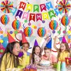 PatiCool Happy Birthday Party Decorations Pack with Rainbow Happy Birthday Banner, Honeycomb Balls, Circle Dot Garland, Paper Fans and Hanging Swirls Streamers