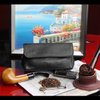 Genuine Leather Smoking Tobacco Pipe Pouch Case Bag for 2 Pipes Tamper Filter Tool Cleaner Preserve Freshness (Black)