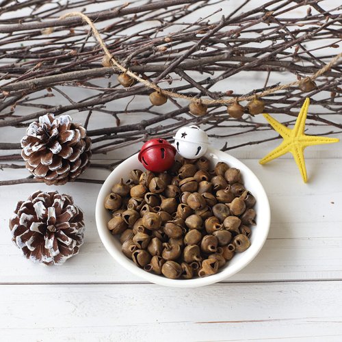 100 Pieces Country Primitive Craft Mini Jingle Bells, Christmas Bells, for Crafting WreathCraft Bells, Holiday Home and Christmas DecorationBells (Rusty 0.39 inch)……