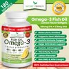 Best Triple Strength Omega 3 Fish Oil Pills - 180 Capsules - 2400mg High Potency Burpless Lemon Flavor 864mg EPA 576mg DHA Ultra Pure Liquid Softgels for Brain Joints Eyes Heart Health Supplement